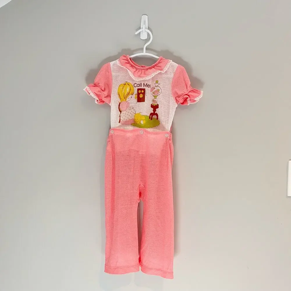 Vintage Carter's Pink Call Me Pajama Set 2T
